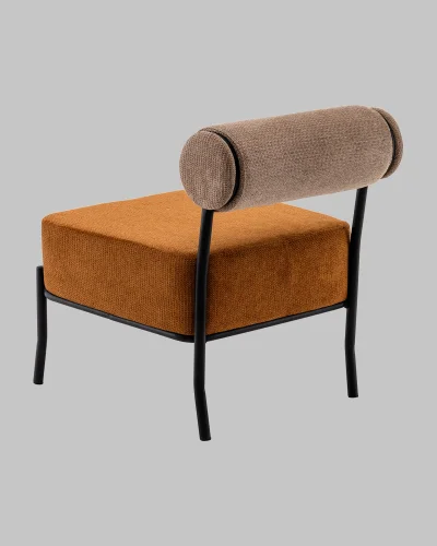 Кресло Ponpoun, бежевый, терракотовый УТ000040471 Stool Group, терракотовый/шенилл, ножки/металл/чёрный, размеры - *710***610*710мм фото 4