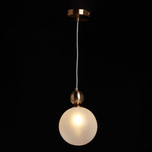 Светильник подвесной Крайс 657013301 DeMarkt белый 1 лампа, основание латунь в стиле хай-тек современный шар фото 2