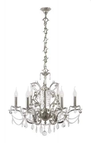 Люстра хрустальная подвесная Forli E 1.1.6.600 N Dio D'Arte без плафона на 6 ламп, основание серое никель в стиле классический 