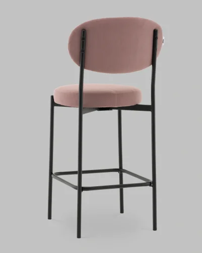 Стул Полубарный Бриф DD велюр пыльно-розовый УТ000041514 Stool Group, розовый/велюр, ножки/сталь/чёрный, размеры - ***** фото 4