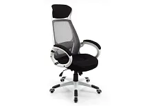 Компьютерное кресло Burgos белое 1714 Woodville, чёрный/сетка, ножки/пластик/белый, размеры - *1290***690*690