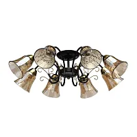 Люстра потолочная Моника 372014408 DeMarkt бежевая янтарная на 8 ламп, основание коричневое в стиле классический 