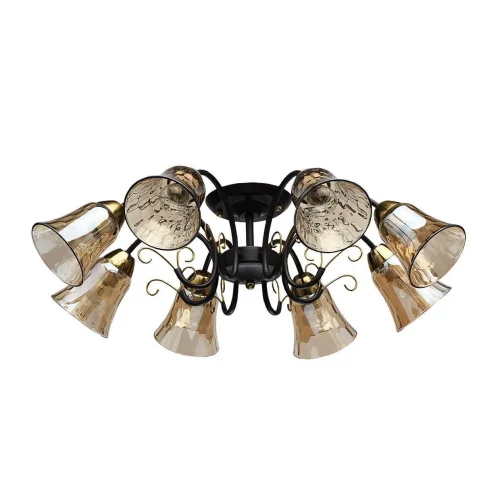 Люстра потолочная Моника 372014408 DeMarkt бежевая янтарная на 8 ламп, основание коричневое в стиле классический 