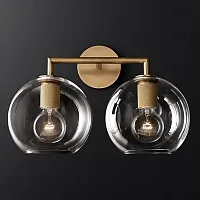 Бра RH Utilitaire Globe Shade Double Sconce Brass 123273-22 ImperiumLoft прозрачный 2 лампы, основание латунь в стиле лофт 