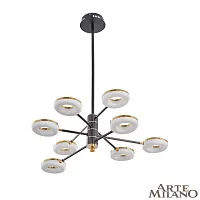 Люстра на штанге LED Ferrara-72999 276699/8 BK/GD Arte Milano белая на 1 лампу, основание чёрное в стиле хай-тек современный 