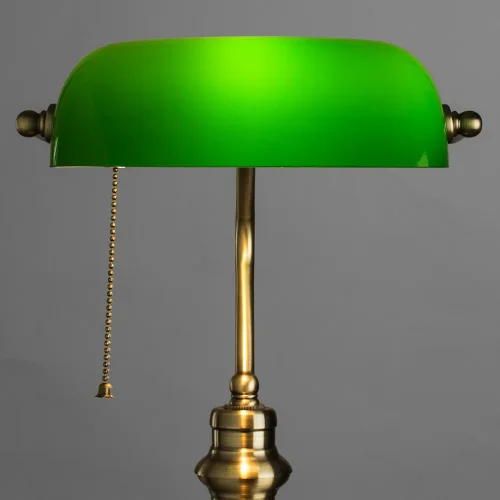 Настольная лампа Banker A2492LT-1AB Arte Lamp зелёная 1 лампа, основание античное бронза металл в стиле винтаж классический  фото 3