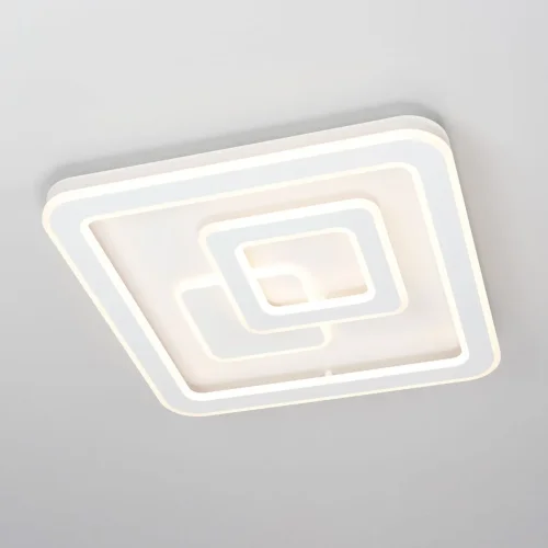 Люстра потолочная LED с пультом Квест CL739150 Citilux белая на 1 лампа, основание белое в стиле современный с пультом квадраты фото 3