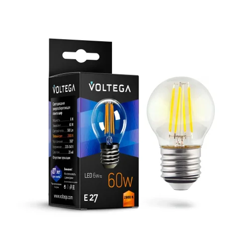 Лампа LED Crystal 7023 Voltega VG10-G1E27warm6W-F  E27 6вт