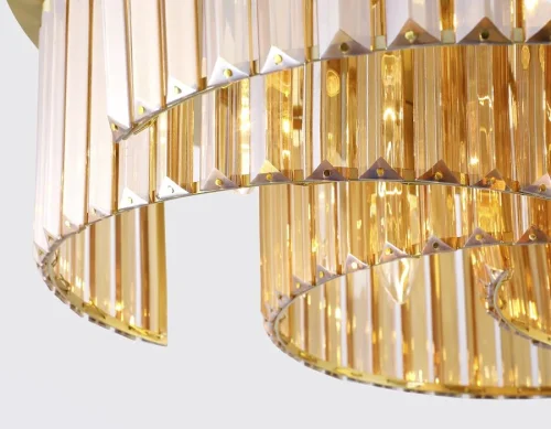 Люстра потолочная TR5207 Ambrella light янтарная на 6 ламп, основание золотое в стиле современный  фото 4