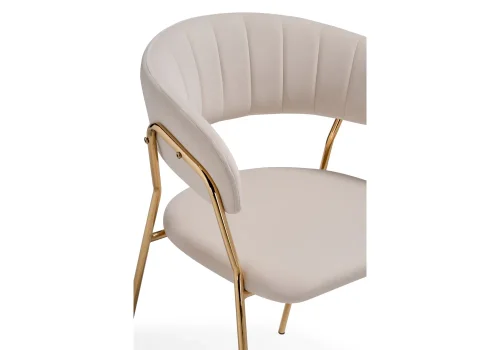 Стул на металлокаркасе Kamelia 1 beige / gold 15469 Woodville, бежевый/велюр, ножки/металл/золотой, размеры - ****600*520 фото 6