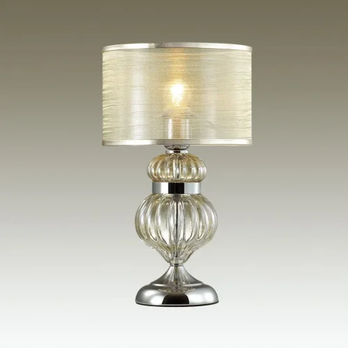 Настольная лампа Lilit 4687/1T Odeon Light бежевая на 1 лампу, основание янтарное хром стекло металл в стиле классический фото 2