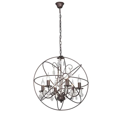 Люстра подвесная V4554-7/6 Vitaluce коричневая на 6 ламп, основание коричневое в стиле лофт 