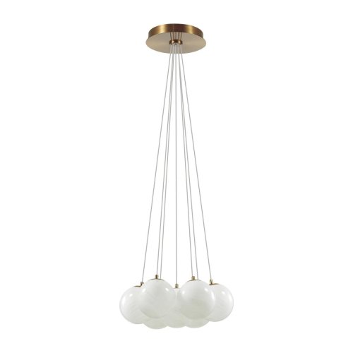 Люстра подвесная Magia 7109/7 Odeon Light белая на 7 ламп, основание белое в стиле хай-тек шар Люстра подвесная Magia 7109/7 Odeon Light белая на 7 ламп, основание белое в стиле хай-тек шар