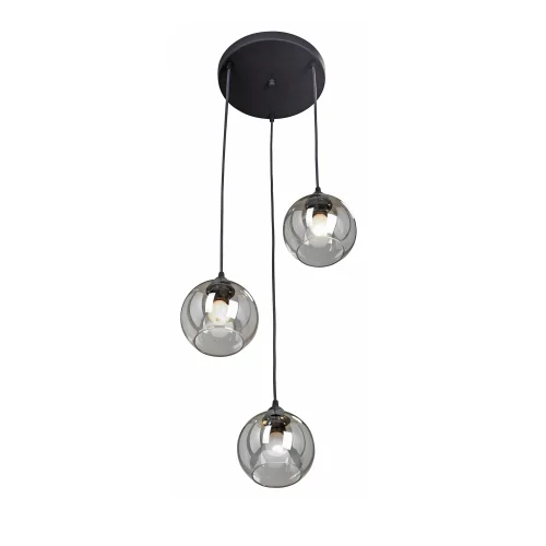 Светильник подвесной V4540-1/3S Vitaluce прозрачный 3 лампы, основание чёрное в стиле хай-тек каскад шар фото 3