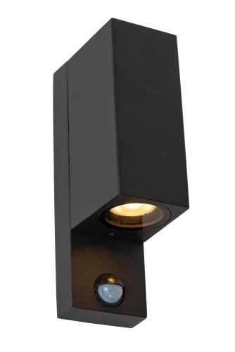 Настенный светильник Zaro Ir 69802/02/30 Lucide уличный IP65 чёрный 2 лампы, плафон чёрный в стиле современный GU10