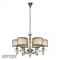 Люстра подвесная Malibu P2335-6 nic iLamp коричневая на 6 ламп, основание никель в стиле современный американский 