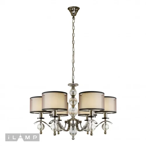 Люстра подвесная Malibu P2335-6 nic iLamp коричневая на 6 ламп, основание никель в стиле современный американский 