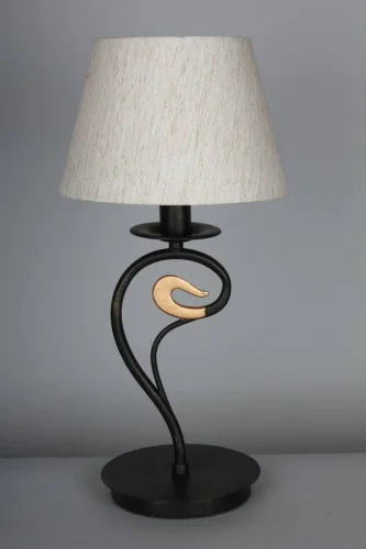 Настольная лампа Ferrara OML-34904-01 Omnilux бежевая 1 лампа, основание чёрное металл в стиле классический  фото 2