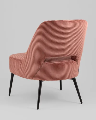 Кресло лаунж Бостон велюр рельефный коралловый УТ000039983 Stool Group, розовый/велюр, ножки/металл/чёрный, размеры - **600**730*мм фото 4