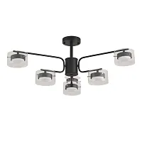 Люстра потолочная Natalina 8349/6C Lumion прозрачная на 6 ламп, основание чёрное в стиле минимализм 