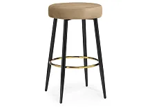 Барный стул Plato 1 dark beige 15067 Woodville, бежевый/велюр, ножки/металл/чёрный, размеры - ****420*420