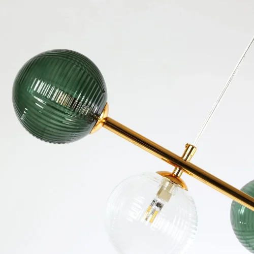 Светильник подвесной Infilato 4035-7P F-promo зелёный прозрачный 7 ламп, основание золотое в стиле современный шар фото 7