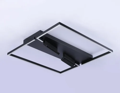 Светильник потолочный LED с пультом FL51468 Ambrella light чёрный 1 лампа, основание чёрное в стиле современный хай-тек с пультом квадраты фото 2