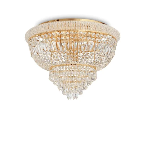 Люстра потолочная DUBAI PL24 OTTONE Ideal Lux прозрачная на 24 лампы, основание золотое в стиле современный 