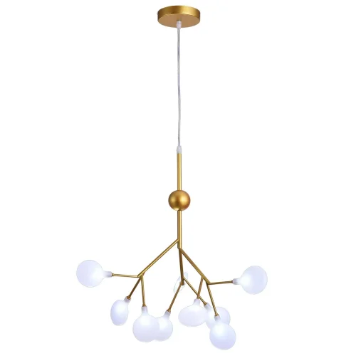 Светильник подвесной GRACE 75124/6С GOLD SATIN Natali Kovaltseva белый на 9 ламп, основание золотое в стиле современный ветви