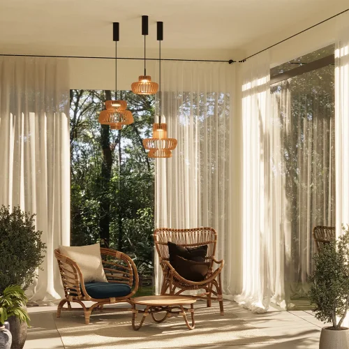 Светильник подвесной LED MOD465PL-L12BK2 Namiki Maytoni бежевый коричневый на 1 лампу, основание чёрное в стиле современный кантри фото 7