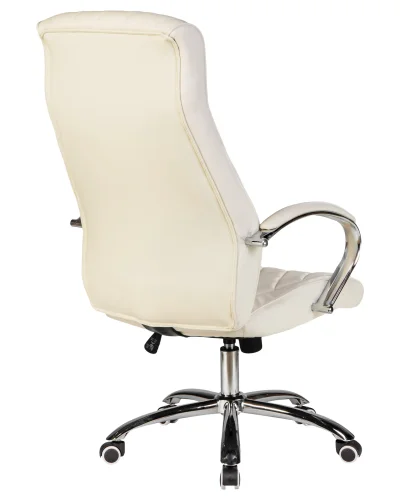 Офисное кресло для руководителей 117B-LMR BENJAMIN, цвет кремовый Dobrin, кремовый/экокожа, ножки/металл/хром, размеры - 1200*1270***670*670 фото 4
