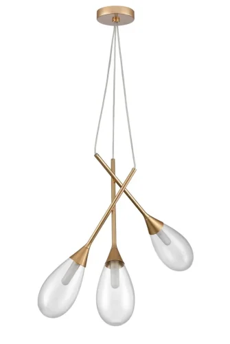 Светильник подвесной Grazioso VL5864P03 Vele Luce прозрачный на 3 лампы, основание золотое в стиле современный фото 2