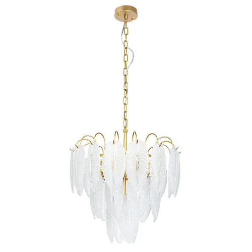 Люстра подвесная Evie A4052LM-6SG Arte Lamp прозрачная белая на 6 ламп, основание матовое золото золотое в стиле классический арт-деко 