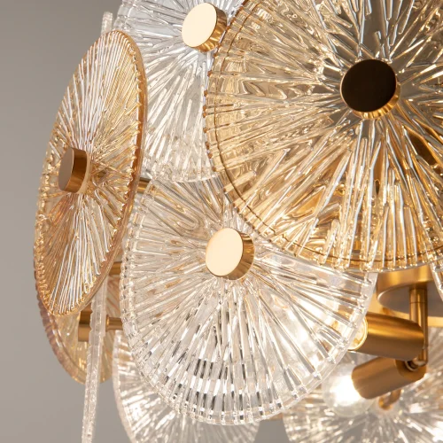 Люстра подвесная Aster MOD007PL-08G Maytoni прозрачная янтарная на 8 ламп, основание золотое в стиле арт-деко современный фото 4