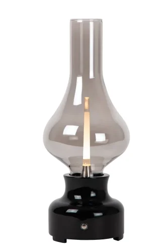 Настольная лампа LED Jason 74516/02/30 Lucide серая 1 лампа, основание чёрное металл в стиле современный 
