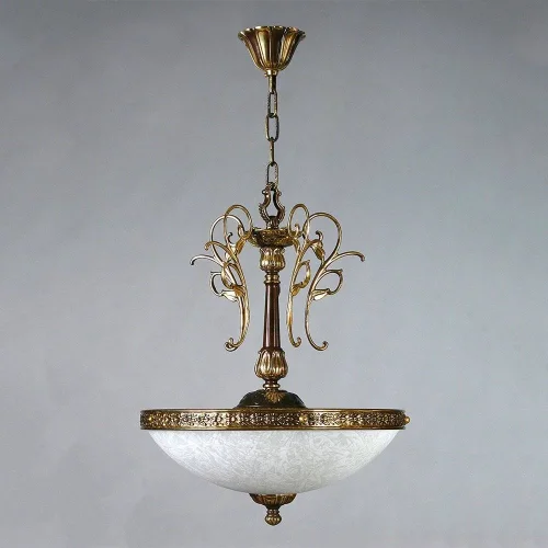 Люстра подвесная  SEVILLE 02140 PB AMBIENTE by BRIZZI белая на 5 ламп, основание бронзовое в стиле классика 