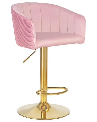 Стул барный  5025_GoldBase-LM DARCY GOLD, цвет сиденья розовый велюр (1922-16), цвет основания золото Dobrin, розовый/велюр, ножки/металл/золотой, размеры - 860*1070***510*460