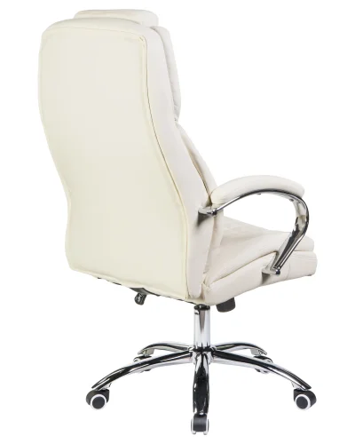 Офисное кресло для руководителей 114B-LMR CHESTER, цвет кремовый Dobrin, кремовый/экокожа, ножки/металл/хром, размеры - 1180*1250***680*730 фото 4