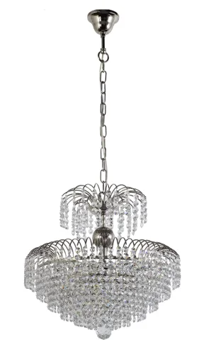 Люстра хрустальная подвесная Salentino E 1.5.40.100 N Arti Lampadari прозрачная на 5 ламп, основание никель в стиле классический 