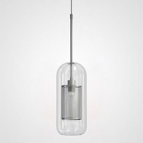 Светильник подвесной CATCH F cylinder silver D12 186720-26 ImperiumLoft прозрачный 1 лампа, основание серебряное в стиле современный 