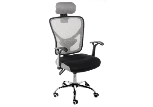Компьютерное кресло Lody 1 серое / черное 11479 Woodville, чёрный серый/ткань, ножки/металл/хром, размеры - *1230***600*680