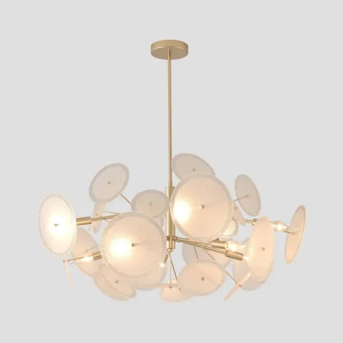 Люстра на штанге DANDELION SP10 GOLD Crystal Lux белая на 10 ламп, основание золотое в стиле современный фото 4 Люстра на штанге DANDELION SP10 GOLD Crystal Lux белая на 10 ламп, основание золотое в стиле современный фото 4
