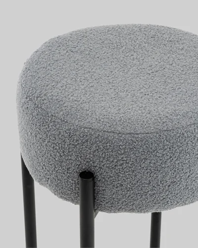 Стул барный Беккет букле светло-серый УТ000041573 Stool Group, серый/букле, ножки/металл/чёрный, размеры - **370**370*370 фото 6