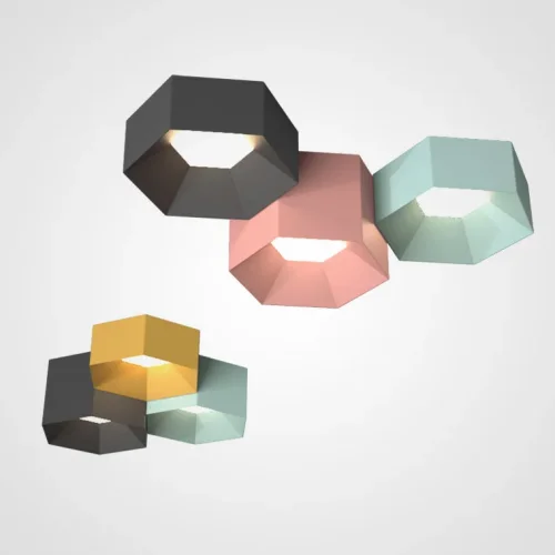 Светильник потолочный HEXAGON A 101669-26 ImperiumLoft зелёный на 3 лампы, основание зелёное в стиле современный 