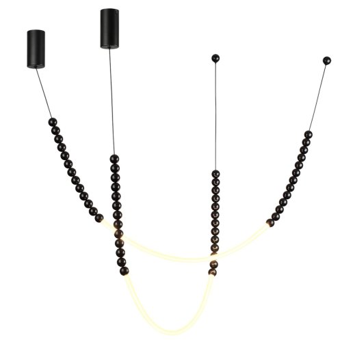 Светильник подвесной LED Monella 7149/24CL Odeon Light чёрный на 2 лампы, основание чёрное в стиле современный классический линейный бусы фото 3