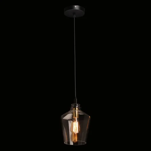 Светильник подвесной Нойвид 682012201 DeMarkt прозрачный 1 лампа, основание чёрное в стиле современный хай-тек  фото 2