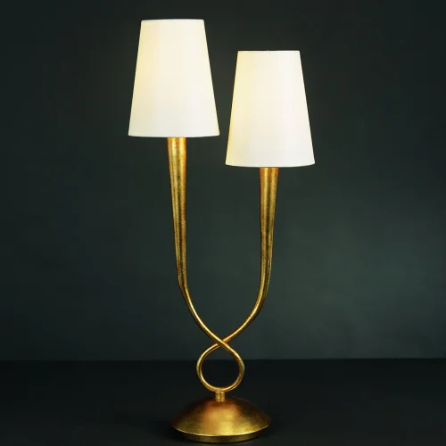 Настольная лампа PAOLA PAN ORO 3546 Mantra белая 2 лампы, основание золотое металл в стиле современный  фото 3
