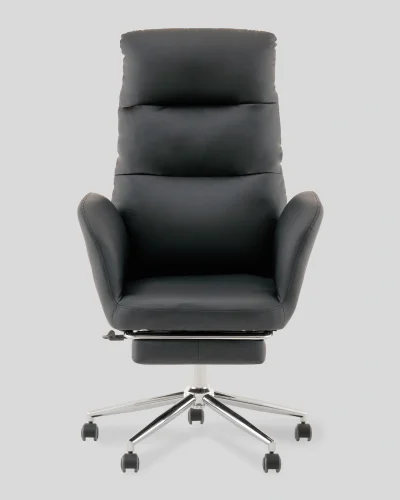 Кресло руководителя TopChairs Solid с оттоманкой, черный УТ000040808 Stool Group, чёрный/экокожа, ножки/металл/хром, размеры - 1200*1280**** фото 2