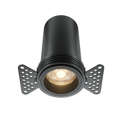 Светильник точечный Focus Led DL125-L12-3K-TRS-B Maytoni чёрный на 1 лампу, основание чёрное в стиле современный хай-тек для затирки круглый