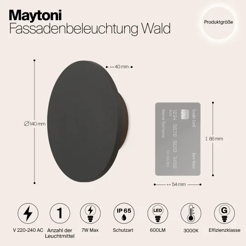 Бра LED Wald O420WL-L7GF Maytoni чёрный на 1 лампу, основание чёрное в стиле современный хай-тек фото 13